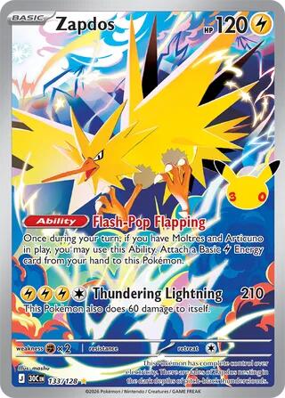 Zapdos - 133/128 - ME: 30th Celebration - 133/128