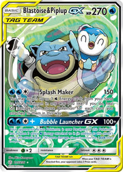 Blastoise & Piplup GX (Alternate Full Art) - SM - Cosmic Eclipse - 215/236